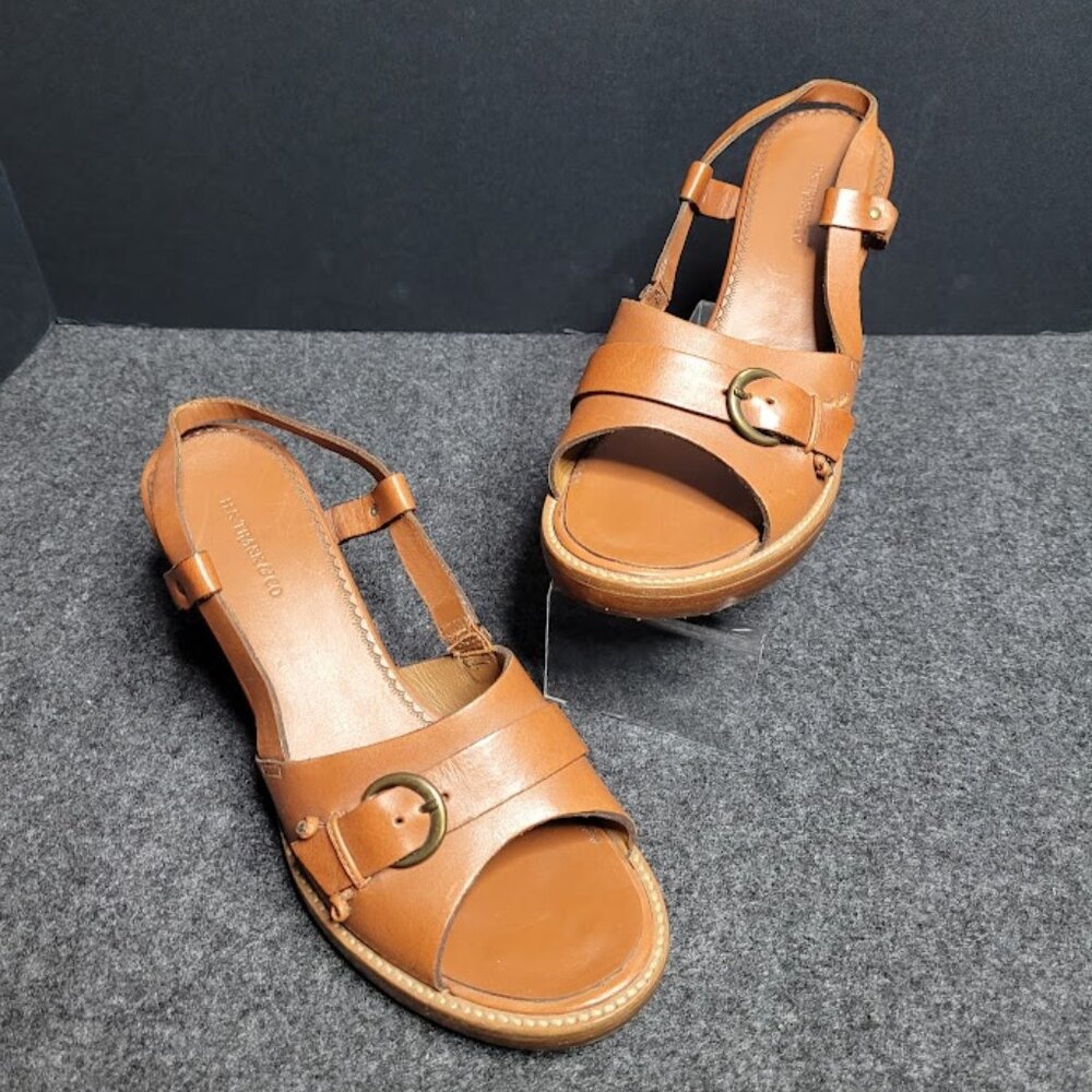 H.S. Trask & Co. Women's Leather Wedge Heels Slingback Shoes Sandals Size 10